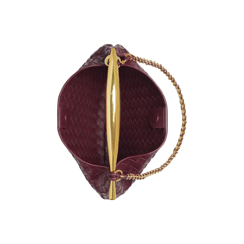 Bottega Veneta SARDINE Lambskin Tote Bag Shopping Bag Handbag Shoulder Bag Crossbody Bag Small Size Women's Barolo Red-3