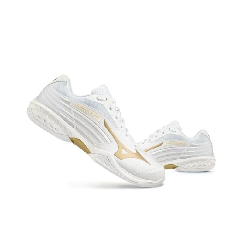 Mizuno Wave Claw 2 Anti-Slip And Wear-Resistant Breathable Low-Top Badminton Shoes Unisex White Gold-1