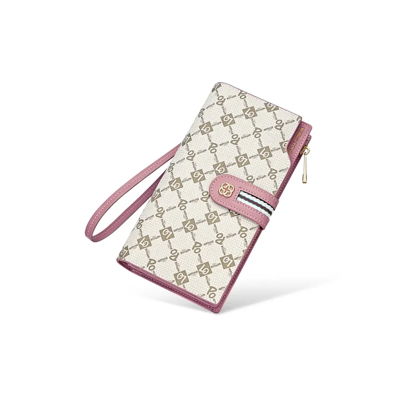WilliamPOLO PVC Wallet Medium Size Women's Green/White/Dusty Pink-1