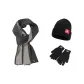 Gray Scarf+Black Glove+Hats & Caps