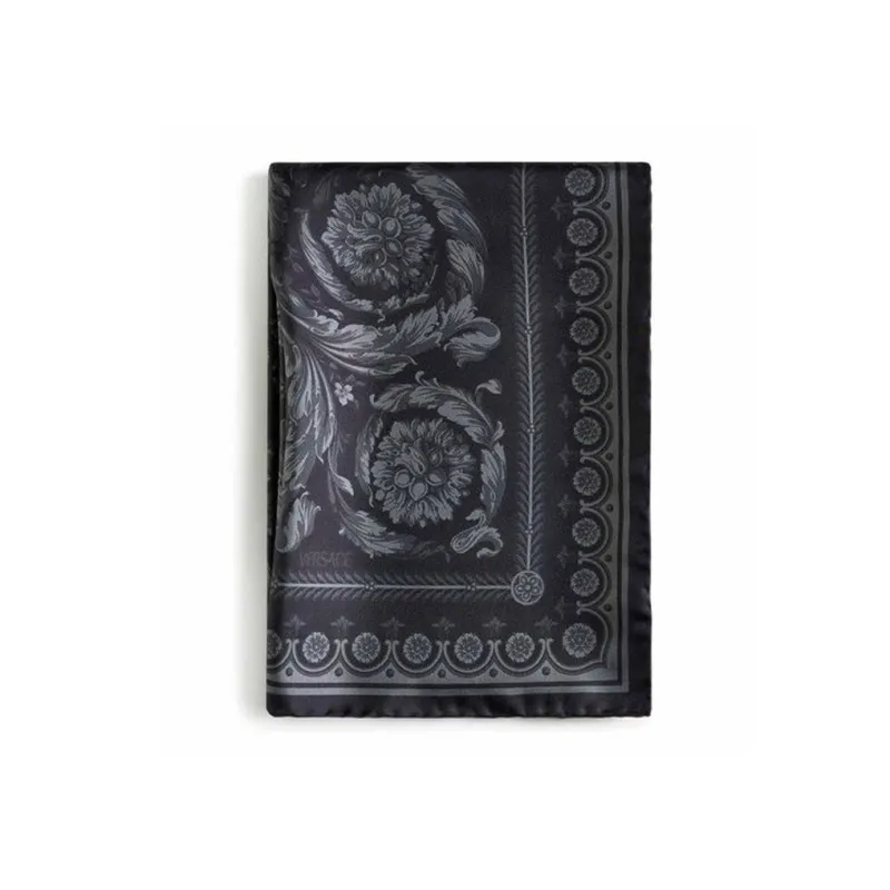 VERSACE Silk Scarves Men's Black-2