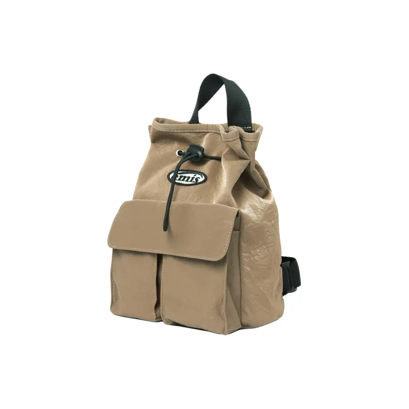 Emis Polyurethane Backpack Mini Unisex Beige-1