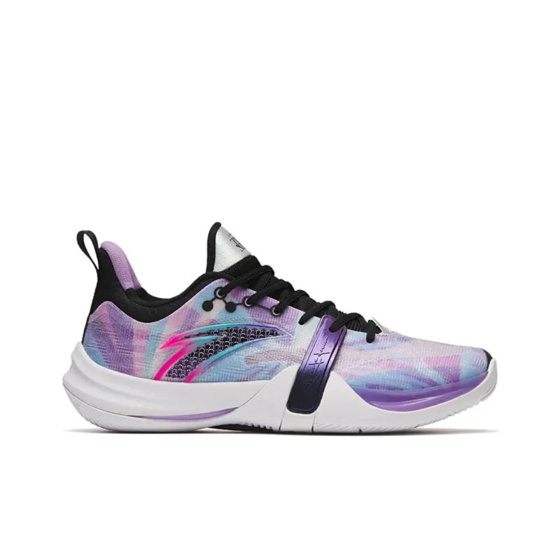 Anta Crazy 4 Team Cushioning Anti Slip And Wear Resistant Low Top Basketball Shoes Men's Purple Black-1