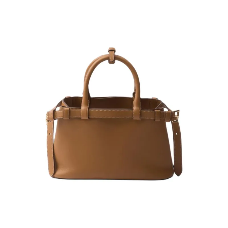 PRADA Leather Shoulder Bag, Crossbody Bag, Handbag Trumpets Women's Caramel-3