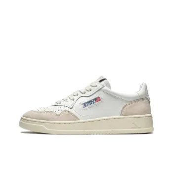 AUTRY Medalist Leather Low White Beige Suede Women's