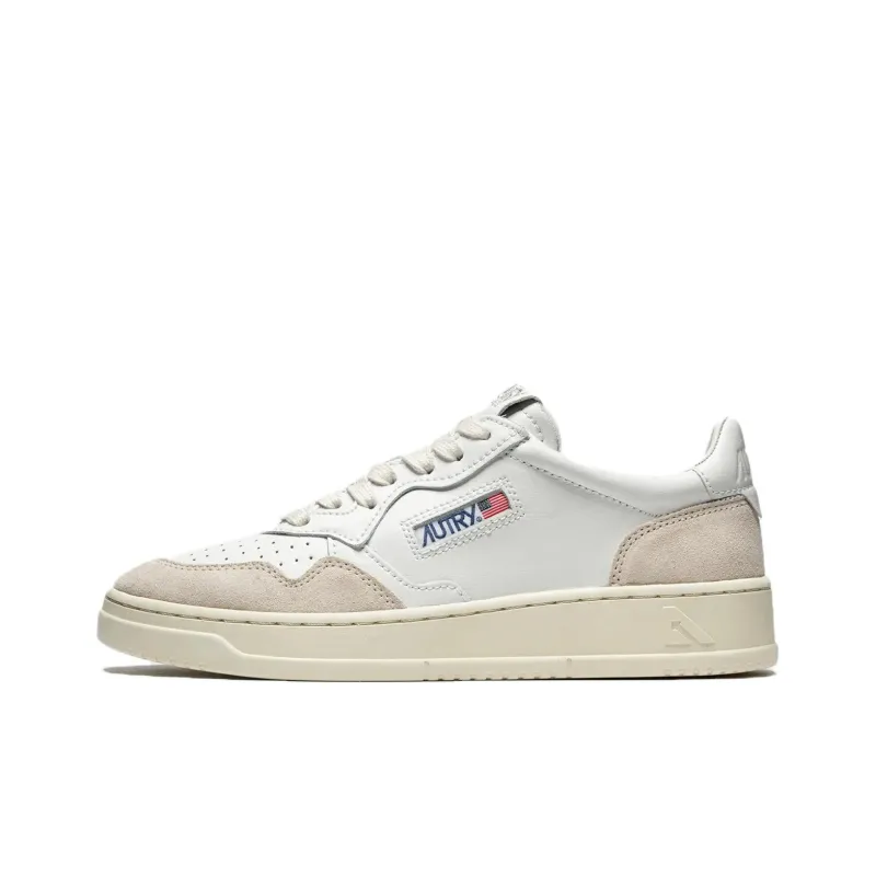 AUTRY Medalist Leather Low White Beige Suede Women's-0