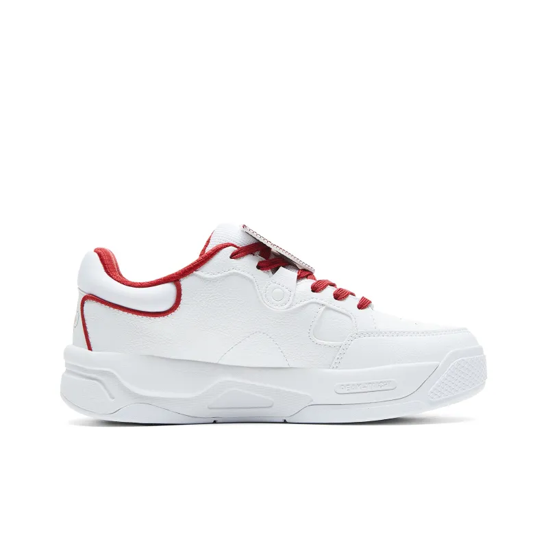 PEAK Guochuang Series Skateboard Shoes Women's Low Top All White Dark Red-1