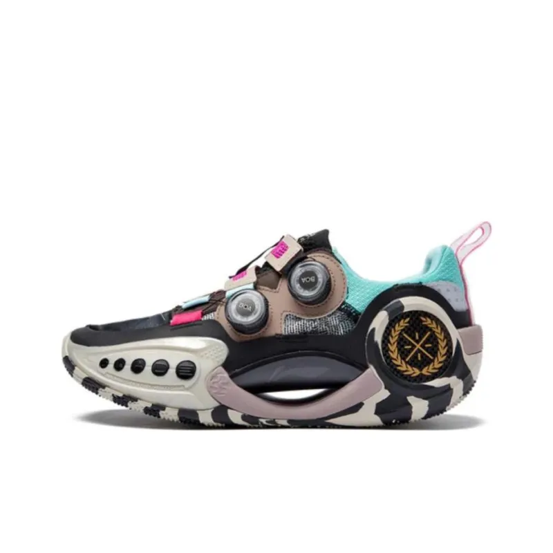 LINING WOW 9 Basketball Shoes Men Low Top Black/Blue/Pink-0