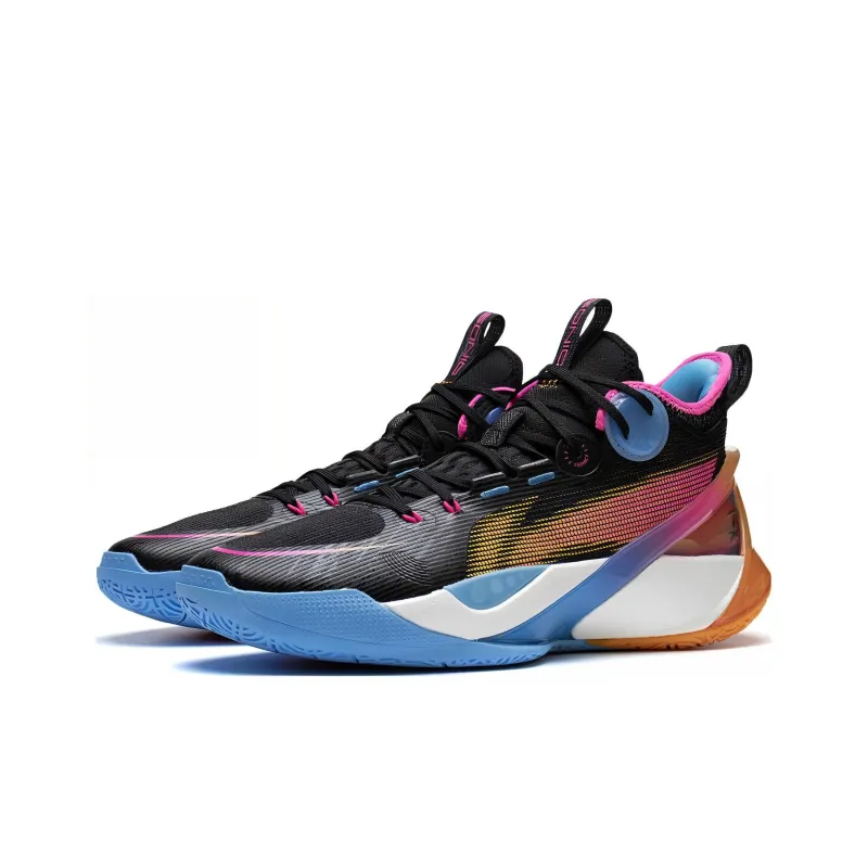 LiNing SONIC 10 Ultra Durable Breathable Mid Top Basketball Shoes Men's Black Blue Brown-2