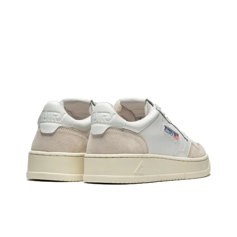 AUTRY Medalist Leather Low White Beige Suede Women's-3