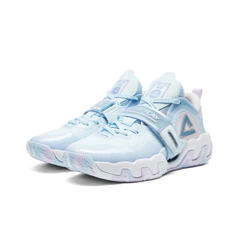 PEAK Rockman 1.0 V2 Sea Salt Ice Cream Color Scheme Cushioning Rebound Low Top Basketball Shoes Men's Fine Blue-2