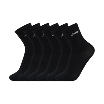 LiNing Fitness Series Mid Calf Socks Unisex 6 Pack Black