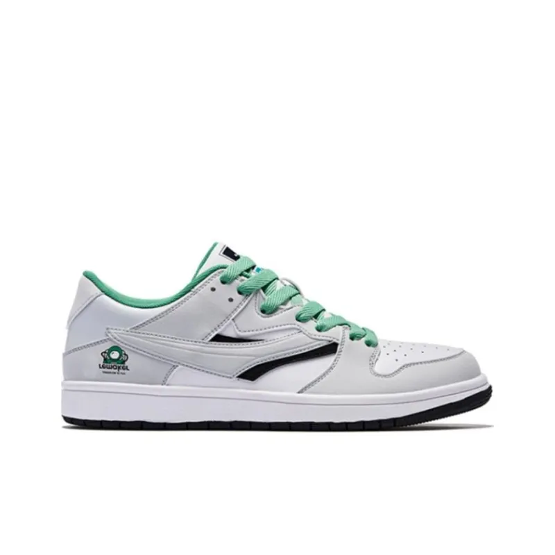 QIAODAN Skateboard Shoes Men Low Top Gray/Green-1