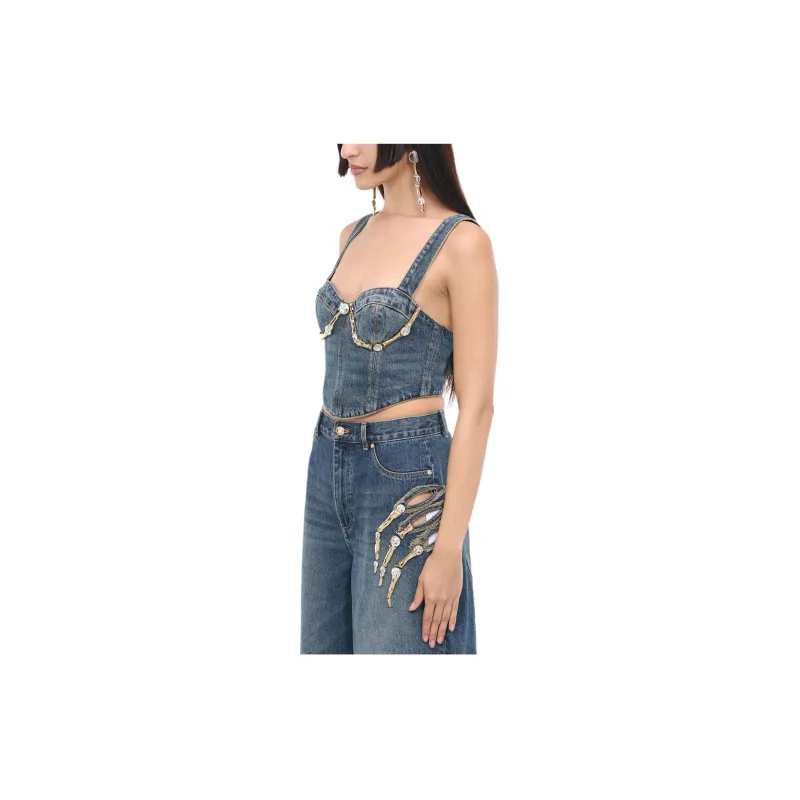 AREA Claw Cup Embellished Cropped Bustier Top-2