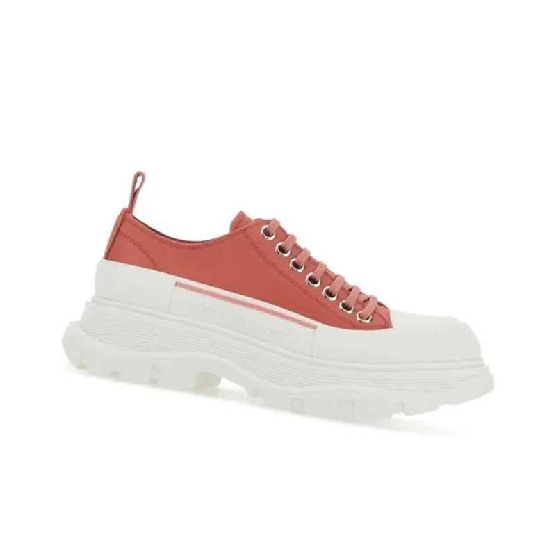 Alexander McQueen Tread Slick Low Lace Up Red White Women's-1