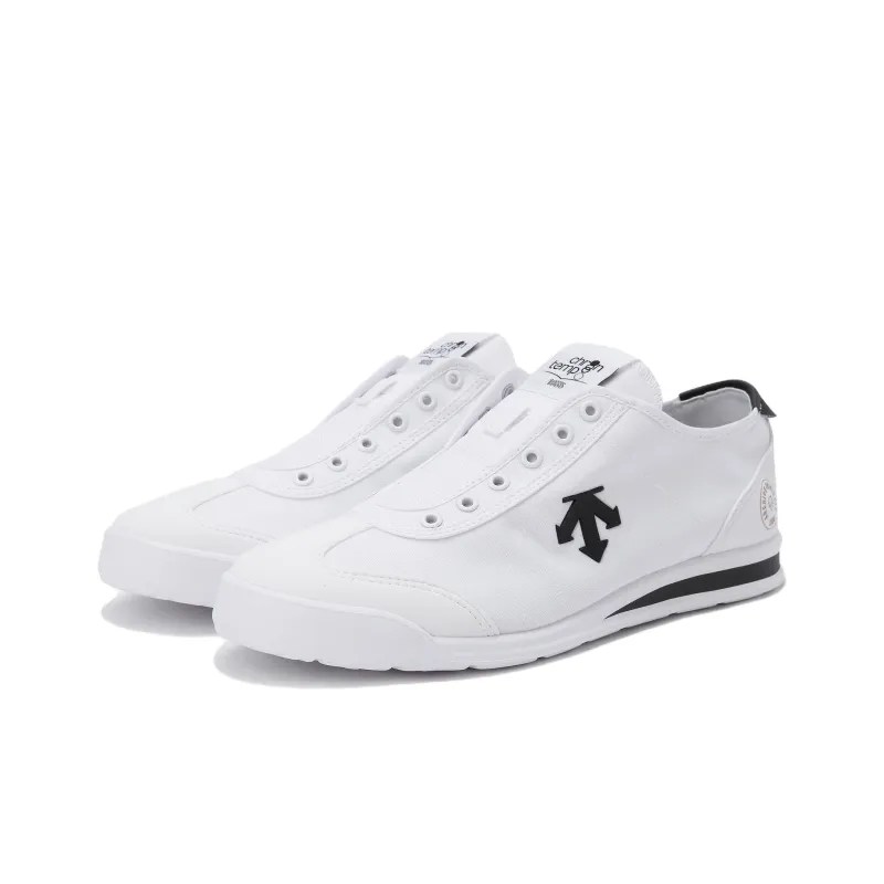 DESCENTE Slip on Low Top Skateboard Shoes Unisex White Black-2