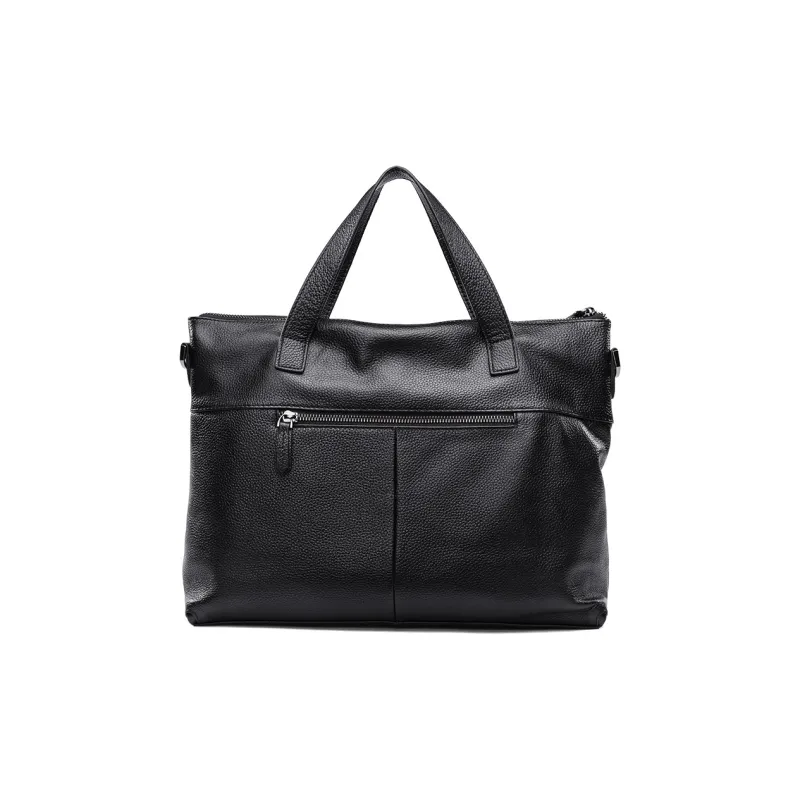 POLO Top Grain Cow Leather Shoulder Bag, Crossbody Bag, Men's Briefcase Medium Size Men's Black-0
