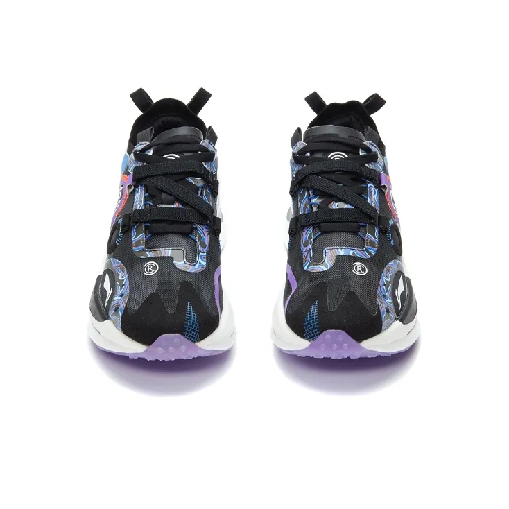 LiNing Jueying CRC Running Shoes Women's Low Top Black/Fluorescent Grape Purple-3