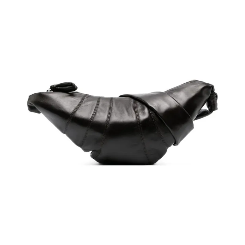 Lemaire Lambskin Goat Horn Puffy Crossbody Bags Medium Size Dark Chocolate-0