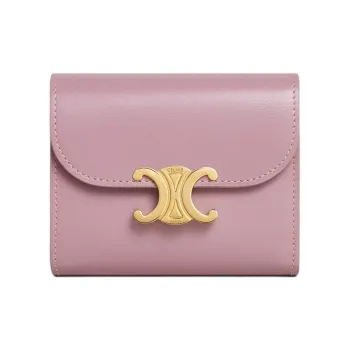 CELINE Triomphe Calfskin Wallet Small Size Women's Petal Pink