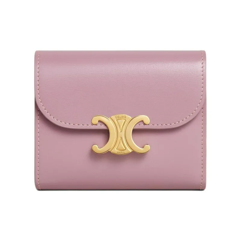 CELINE Triomphe Calfskin Wallet Small Size Women's Petal Pink-0