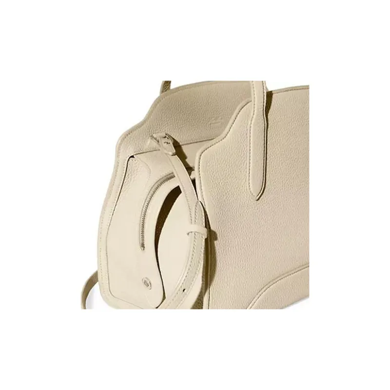 Loro Piana Sesia Leather Tote Bag Shopping Bag Shoulder Bag Crossbody Bag Handbag Medium Size Women's Beige-4