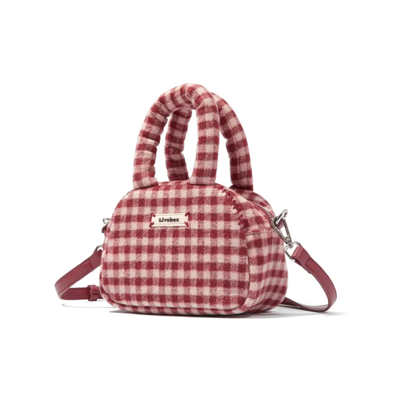 LIVEBOX EN DIRECT Fabric Fuzzy Shoulder Bag Crossbody Handbag Medium Size Women's Red-1