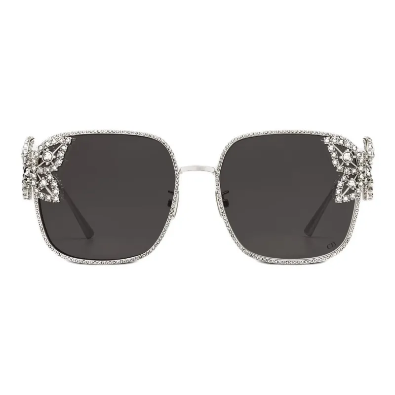 DIOR Metal Square Sunglasses Women's Silver-1