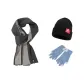 Gray Scarf+Lake Blue Glove+Hats & Caps