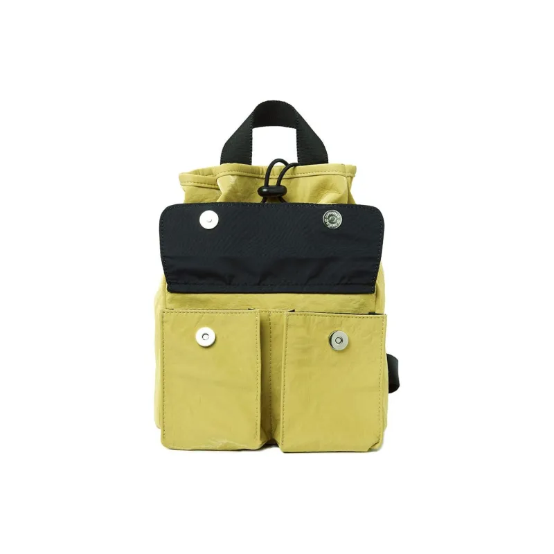 Emis Polyurethane Backpack Mini Unisex Mustard Yellow-3