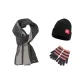Gray Scarf+Dark Gray Pink Glove+Hats & Caps