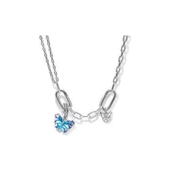 Pandora 925 Sterling Silver Glass Synthetic Cubic Zirconia Necklaces Women's Silver