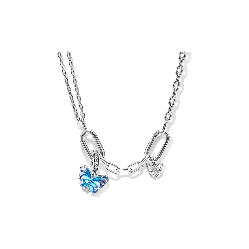 Pandora 925 Sterling Silver Glass Synthetic Cubic Zirconia Necklaces Women's Silver-0
