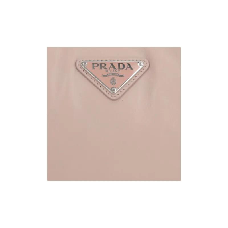 PRADA Lambskin Crossbody One Shoulder Handbag Women's Beige Pink-3