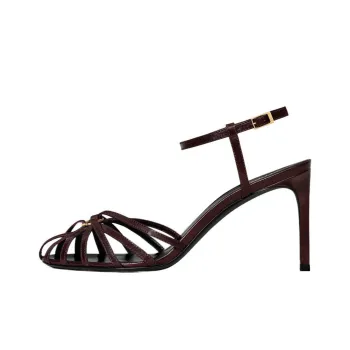 CELINE Triomphe Strap Sandals 8.5cm Women's Red Brown