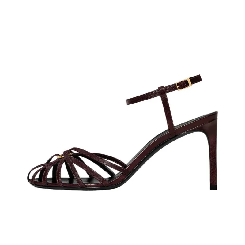 CELINE Triomphe Strap Sandals 8.5cm Women's Red Brown-0
