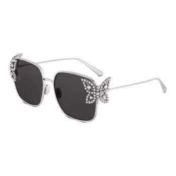 DIOR Metal Square Sunglasses Women's Silver
