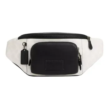 COACH Track Coated Canvas With Smooth Calfskin Fanny Pack Large Size Men's Cannon Copper & Chalk & Black Multicolor