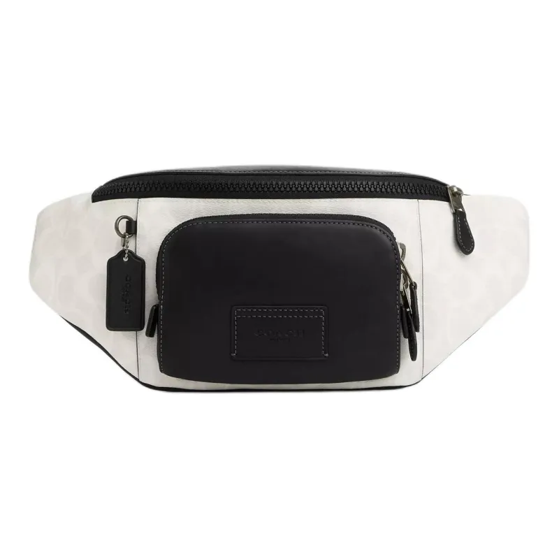 COACH Track Coated Canvas With Smooth Calfskin Fanny Pack Large Size Men's Cannon Copper & Chalk & Black Multicolor-0