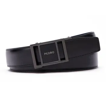 PEDRO Business Casual Automatic Buckle Cow Leather Leather Belts Men's Black Width  3.5cm