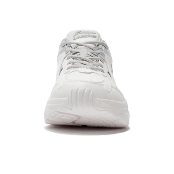 LiNing Cushioning Anti Slip And Wear Resistant Support Low Top Casual Running Shoes Men's White Gray-3