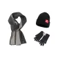 Gray Scarf+Black Glove+Hats & Caps