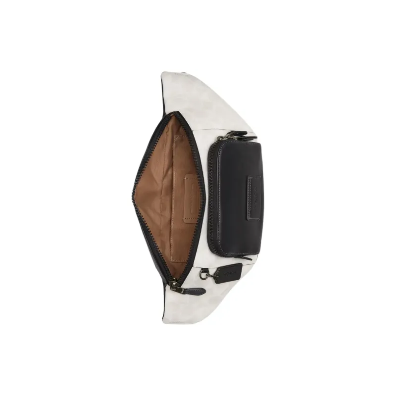 COACH Track Coated Canvas With Smooth Calfskin Fanny Pack Large Size Men's Cannon Copper & Chalk & Black Multicolor-2