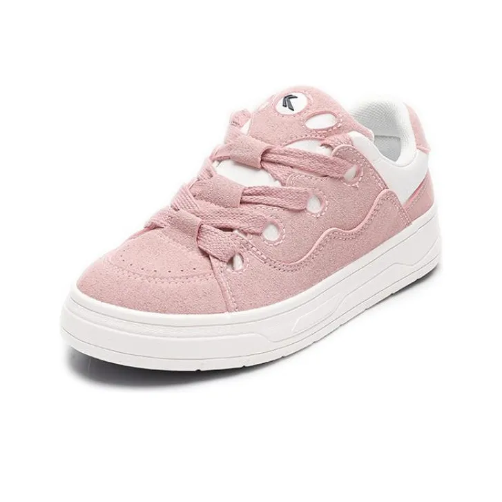 Feiyue Slip Resistant Shock Absorbers With Abrasion Resistant Properties Low Top Skateboard Shoes Women's White Pink-1