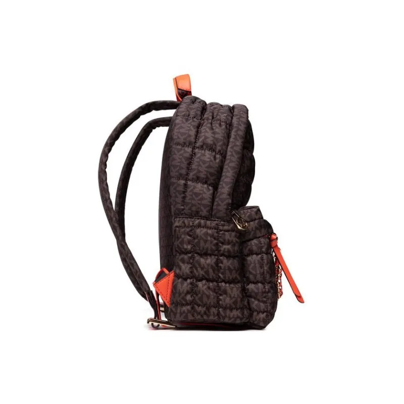 MICHAEL KORS Slater Nylon Fabric Backpack Medium Size Women's Dark Brown With Orange Accents-2