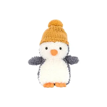 JELLYCAT Short Leg Penguin Wearing Hats & Caps, Yellow Dolls Plush Doll 14cm Height