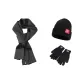 Dark Gray Scarf+Black Glove+Hats & Caps