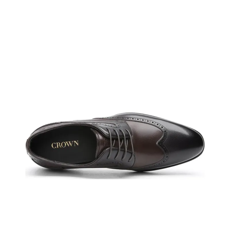 CROWN Dress Shoes Men Low Top Black/Brown-8