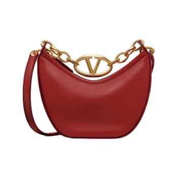 Valentino Vlogo Moon Soft Sheepskin Hobo Bag Crossbody Bag Shoulder Bag Women's Rose Red