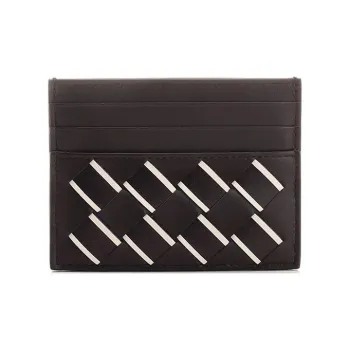 Bottega Veneta Calfskin Card Holder Men's Brown & White
